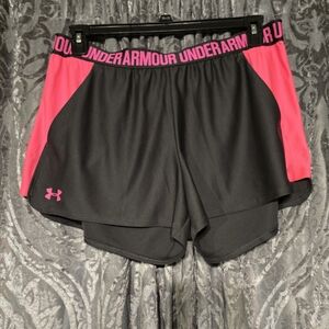 Under Armour Women's Black and Pink Shorts